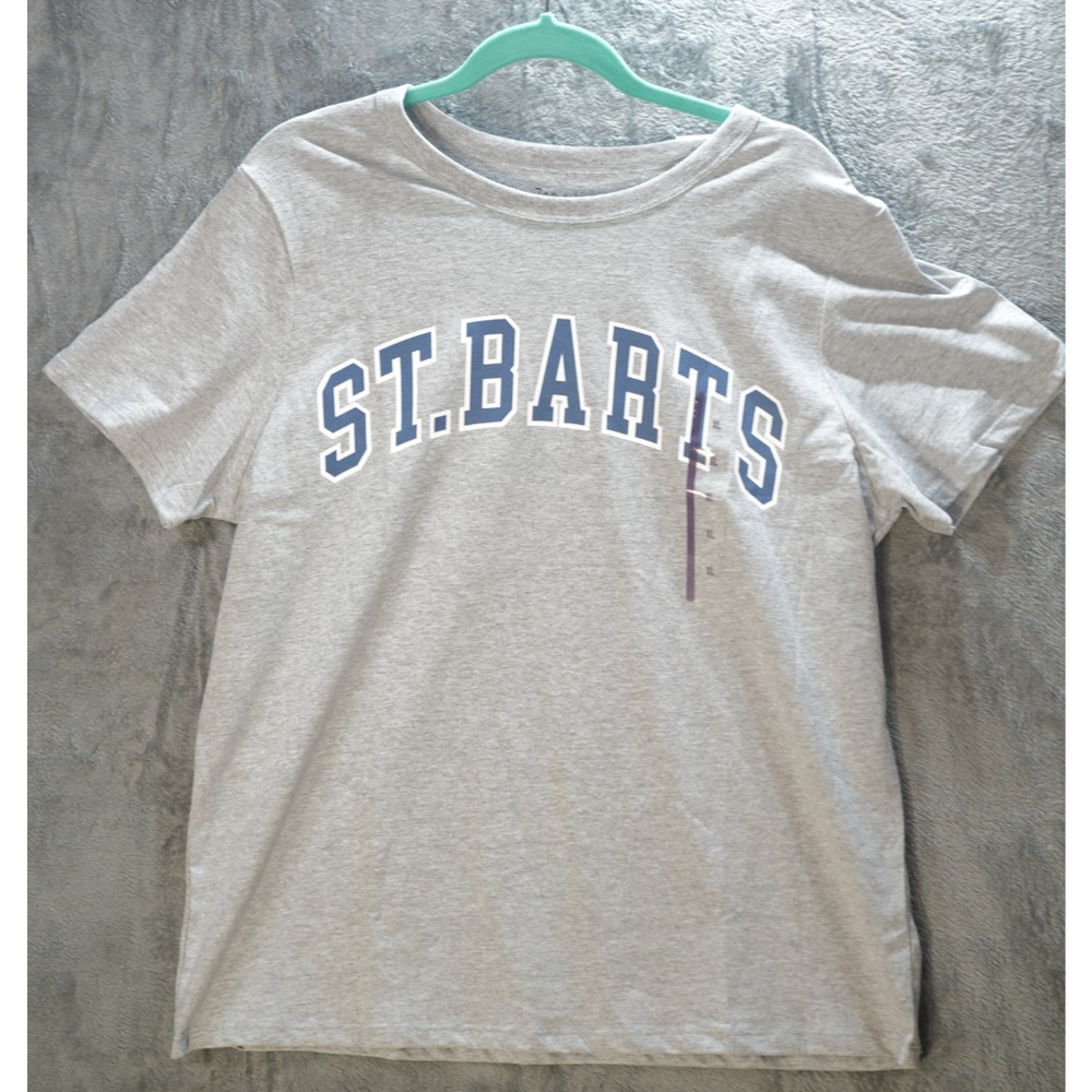 St.‎ Barts Heather Grey Graphic T-Shirt XL Short Sleeve Casual Tee